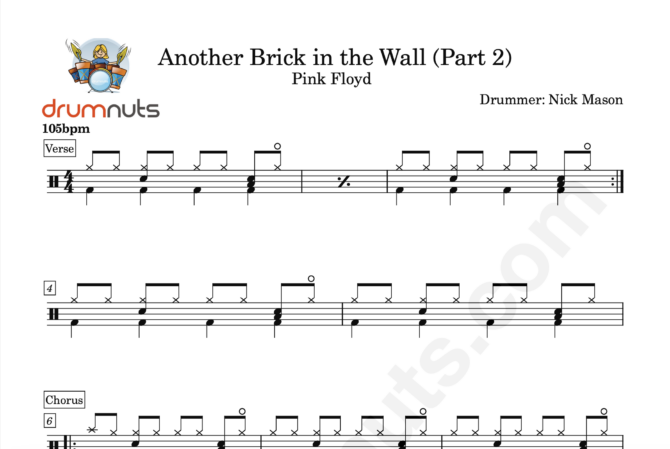 Another Brick In The Wall (Part 2) by Pink Floyd- Full Drum Sheet Music - Image 3